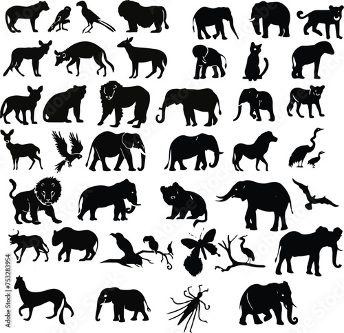 set of animals silhouettes