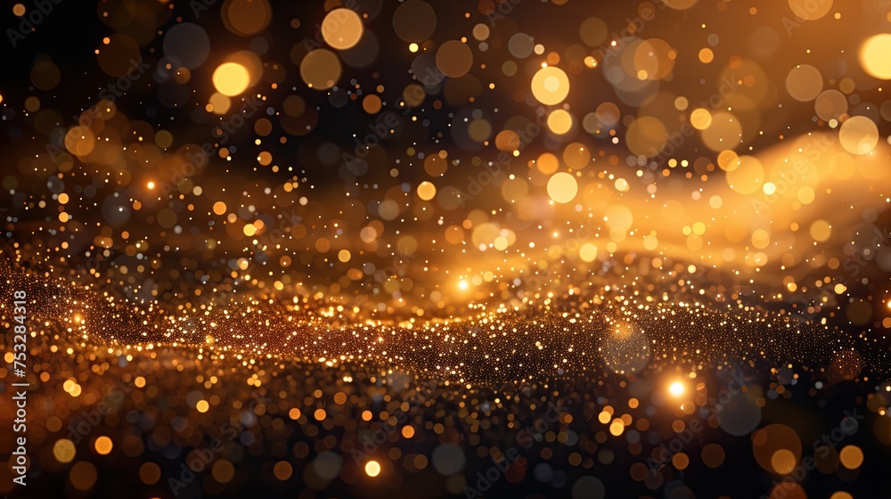 Golden Christmas Particles and Sprinkles: Shiny Golden Lights Wallpaper Background for Holiday Celebration
