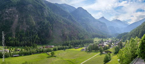 Panorama of the valley of Grossglockner mountains