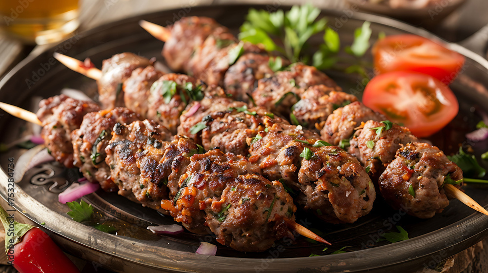 seekh kebab dish with minced meat skewers