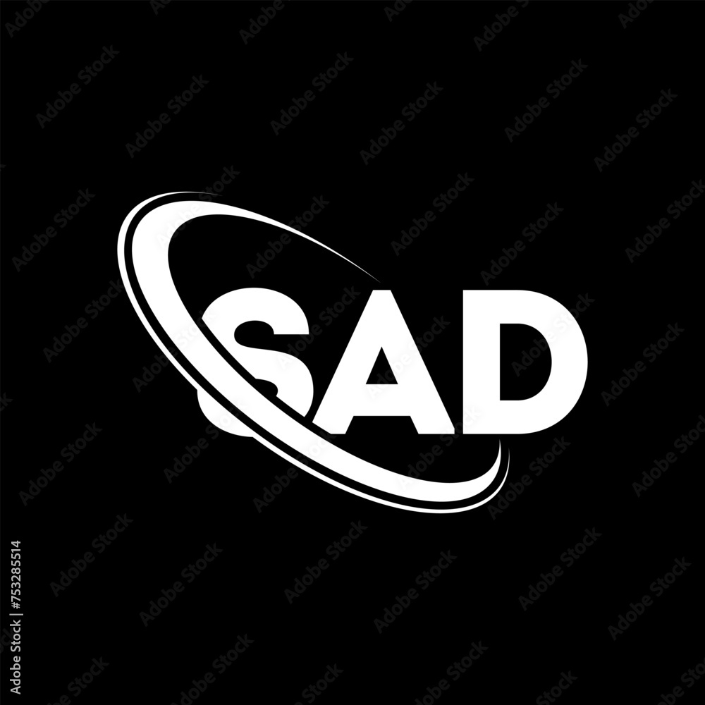 SAD logo. SAD letter. SAD letter logo design. Intitials SAD logo linked with circle and uppercase monogram logo. SAD typography for technology, business and real estate brand. SAD logo. SAD letter. SAD letter logo design. Intitials SAD logo linked with circle and uppercase monogram logo. SAD typography for technology, business and real estate brand.