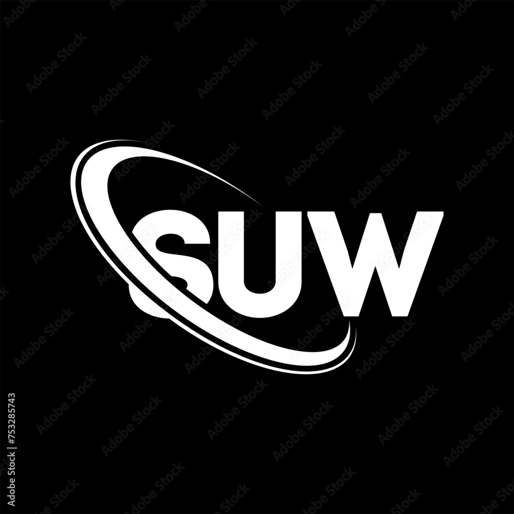 SUW logo. SUW letter. SUW letter logo design. Initials SUW logo linked with circle and uppercase monogram logo. SUW typography for technology, business and real estate brand.