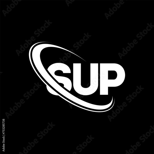 SUP logo. SUP letter. SUP letter logo design. Initials SUP logo linked with circle and uppercase monogram logo. SUP typography for technology, business and real estate brand.