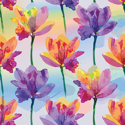 universal hand drawn floral template for cover. Home decor, backgrounds, cards. Children abstract and floral design in doodle style. Vector illustration and seamless pattern