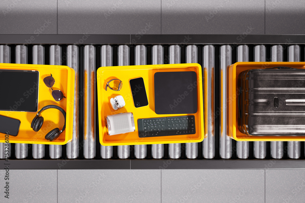 Comprehensive Array of Personal Belongings in Airport Security Tray