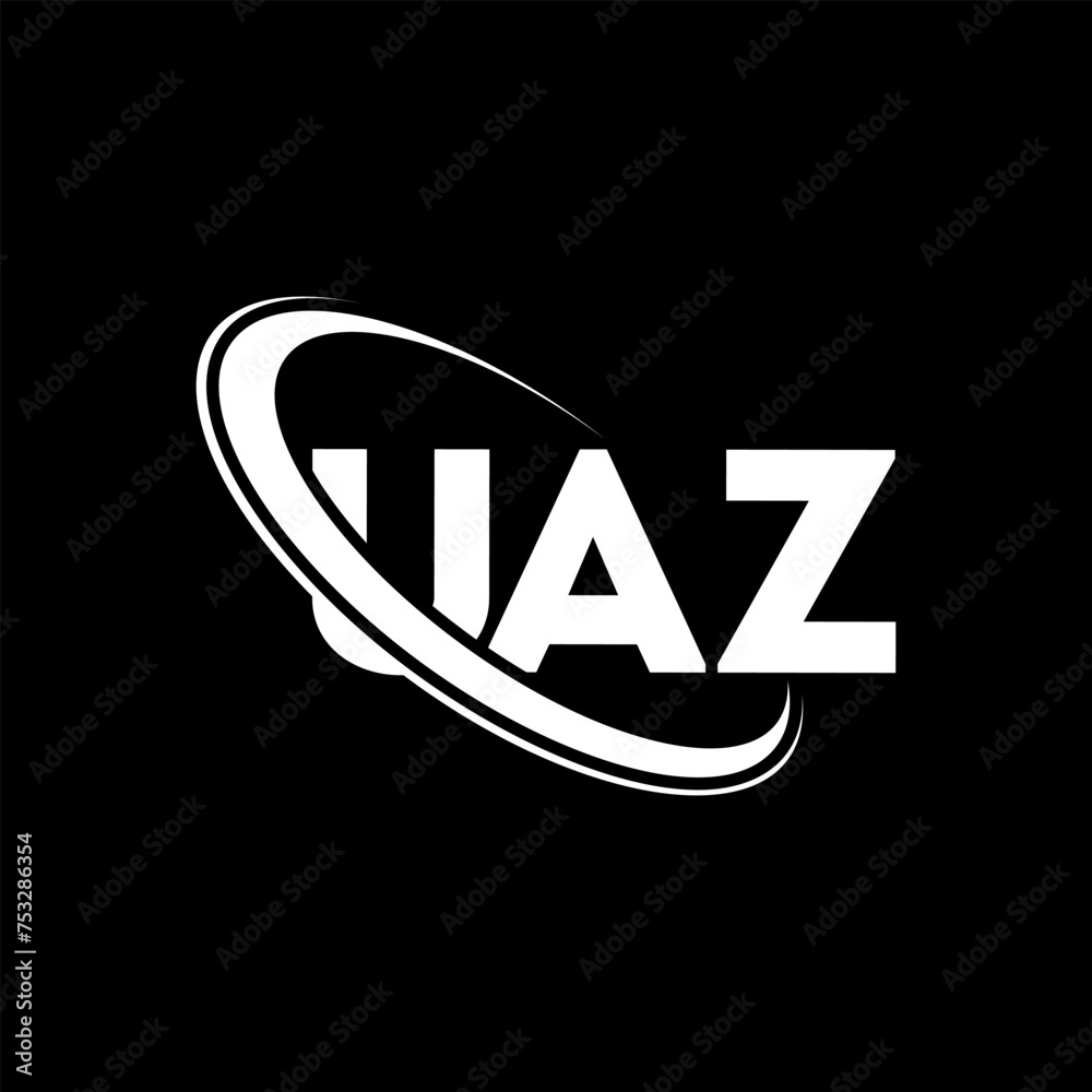 UAZ logo. UAZ letter. UAZ letter logo design. Intitials UAZ logo linked with circle and uppercase monogram logo. UAZ typography for technology, business and real estate brand.