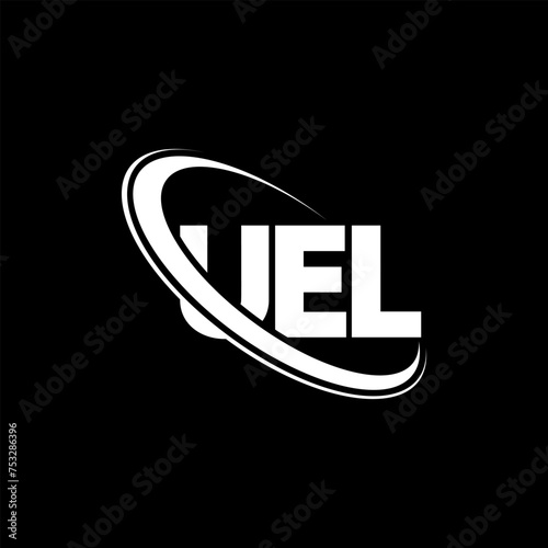 UEL logo. UEL letter. UEL letter logo design. Initials UEL logo linked with circle and uppercase monogram logo. UEL typography for technology, business and real estate brand. photo