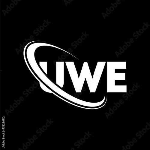 UWE logo. UWE letter. UWE letter logo design. Initials UWE logo linked with circle and uppercase monogram logo. UWE typography for technology, business and real estate brand.