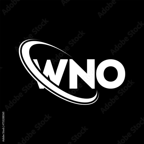 WNO logo. WNO letter. WNO letter logo design. Initials WNO logo linked with circle and uppercase monogram logo. WNO typography for technology, business and real estate brand. photo