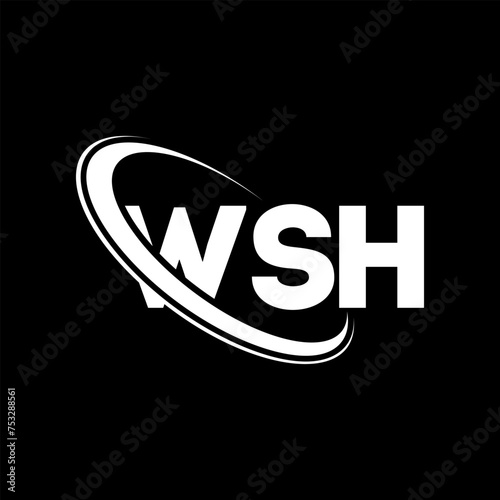 WSH logo. WSH letter. WSH letter logo design. Initials WSH logo linked with circle and uppercase monogram logo. WSH typography for technology, business and real estate brand. photo
