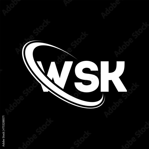 WSK logo. WSK letter. WSK letter logo design. Initials WSK logo linked with circle and uppercase monogram logo. WSK typography for technology, business and real estate brand.
