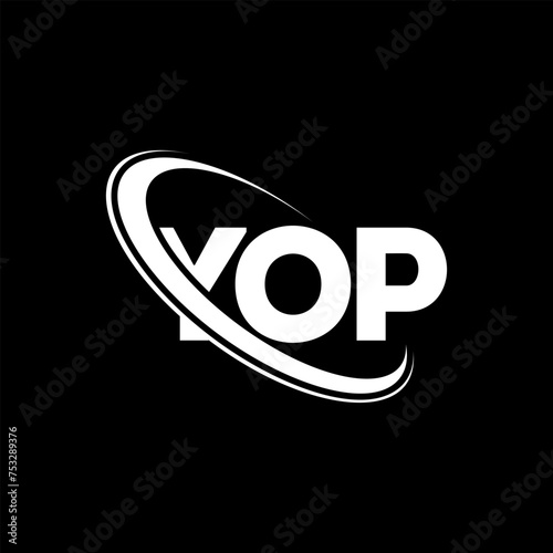 YOP logo. YOP letter. YOP letter logo design. Initials YOP logo linked with circle and uppercase monogram logo. YOP typography for technology, business and real estate brand. photo