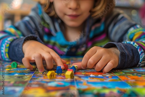 Little Girl Playing With Colorful Puzzle