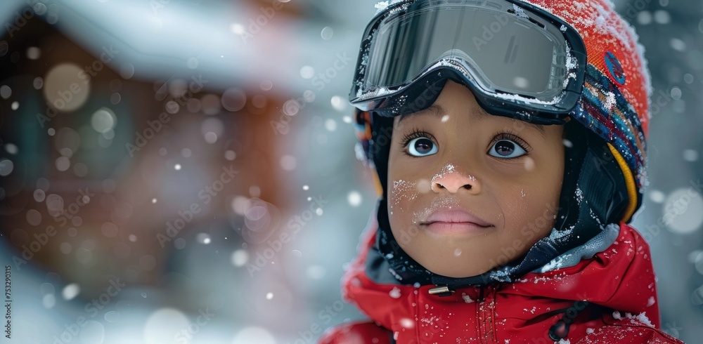 Young Child in Red Jacket and Goggles Young Child in Red Jacket and Goggles