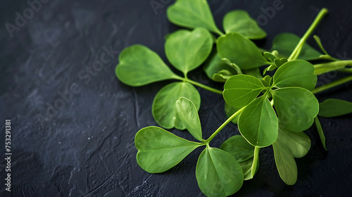 sprig of fenugreek leaves, prized for their culinary versatility and nutritional value