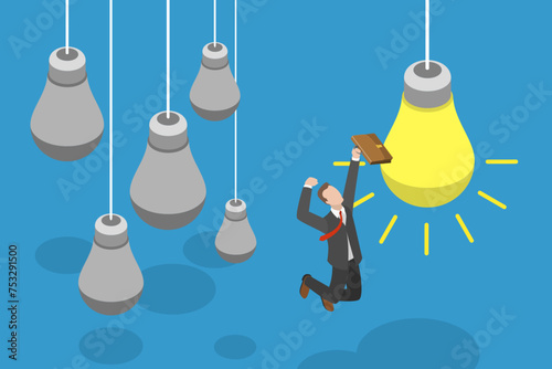 3D Isometric Flat Vector Illustration of Innovation Breakthrough, Problem Solving