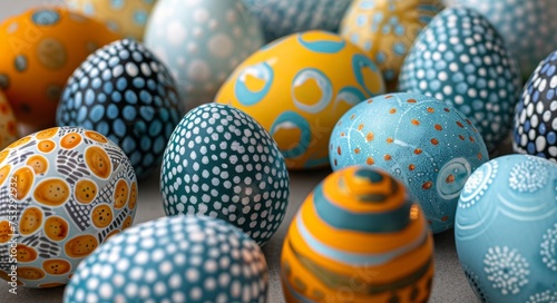 Group of Painted Eggs on Table