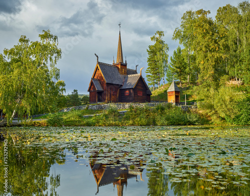 Garmo Stabkirche, Maihaugen Freilichtmuseum, Lillehammer, Innlandet, Norwegen photo
