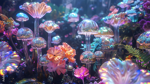 Enchanted Forest Iridescent Mushrooms