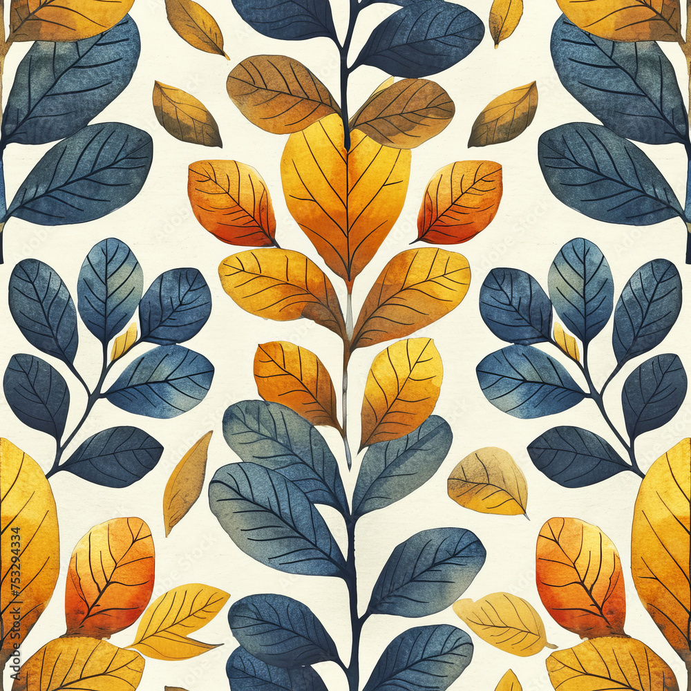 Obraz premium leaf frameless pattern to enlarge and use as graphic element like background, tiles, ai generated