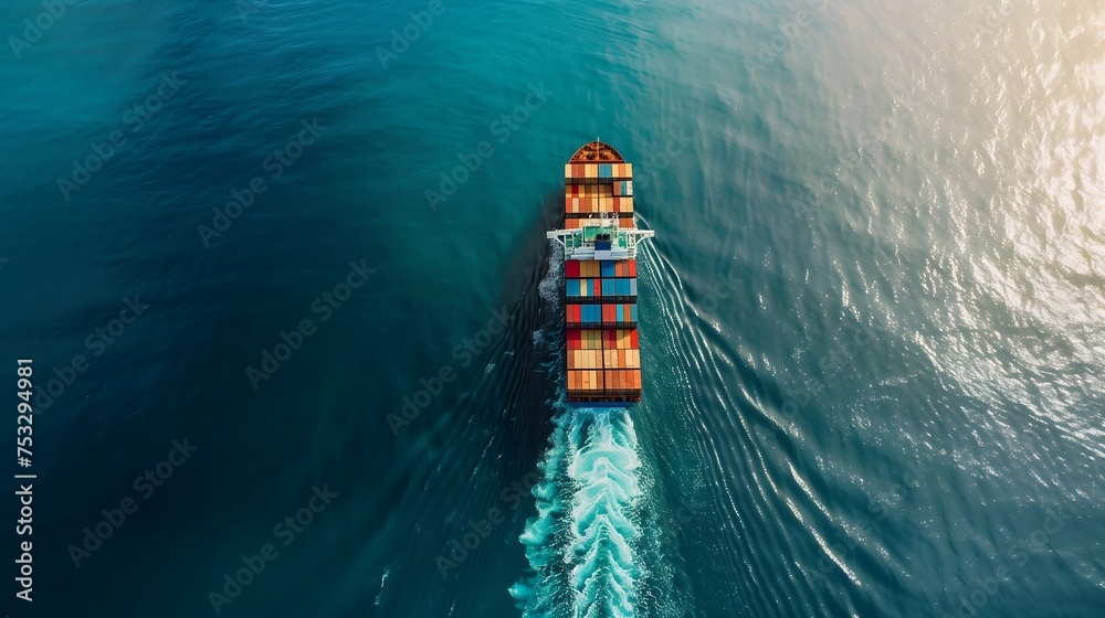 cargo transportation at sea top view