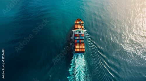 cargo transportation at sea top view
