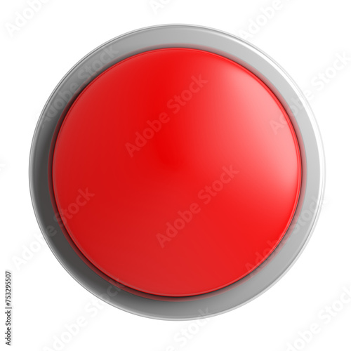 Red button. Isolated. Transparent background. 3d illustration.