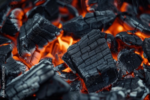 Smoldering Barbecue Charcoal Texture Background, Hot Fire Charcoal Banner, Burn Wood Grill Flame