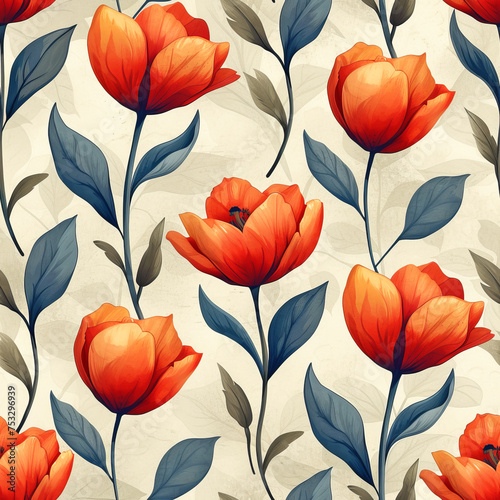 flower bloom Pattern Tile for seamless backgrounds  ai generated