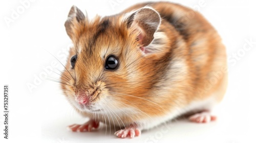 Close-up of a cute hamster with a curious expression, showcasing its fur and tiny features. Concept of pets, cuteness, and curiosity. 