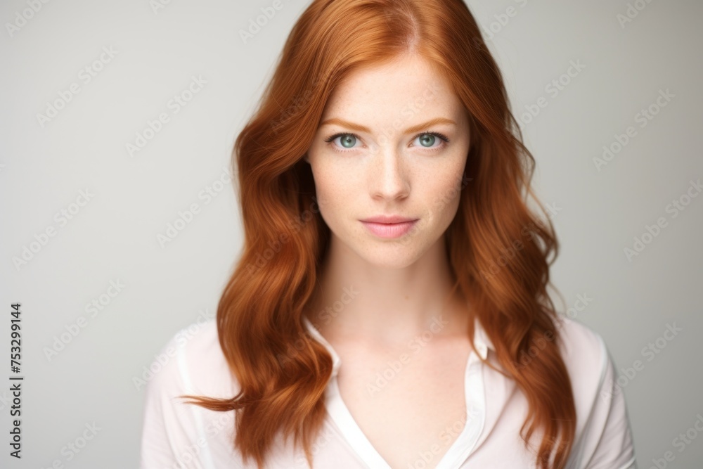 Portrait of a beautiful young redhead woman. Studio shot. Portrait of a beautiful young redhead woman. Studio shot.