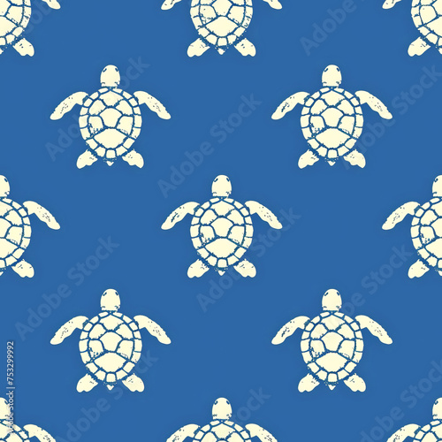 Ocean turtles as a background on a seamless tile, ai generated