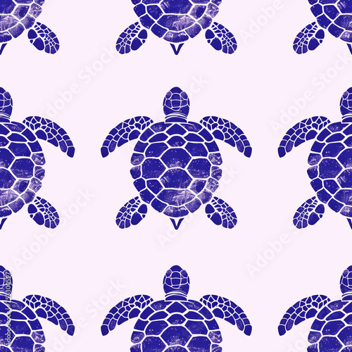 Ocean turtles as a background on a seamless tile, ai generated