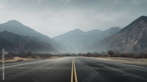Long road in america with mountain and cloud sky view deserted road, mountains, clear sky photo
