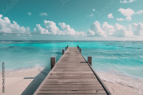 Beach pier with turquoise ocean