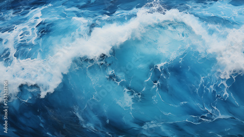Captivating Blue Ocean Waves and Foamy Sea Texture. © M.IVA