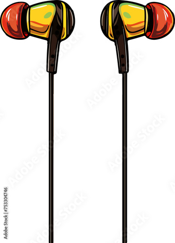 earphones vector illustration isolated on transparent  background. 

