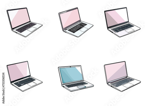 laptop vector illustration isolated on white background. 