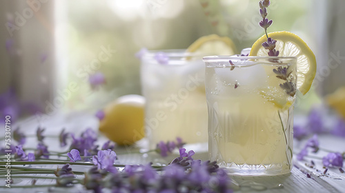 the delicate beauty of lavender flowers infused into a batch of homemade lemonade