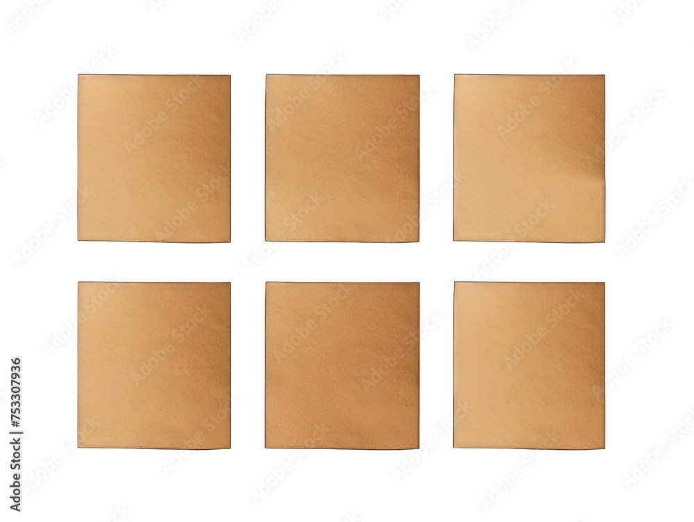 Set of beige blank paper isolated on transparent background, transparency image, removed background