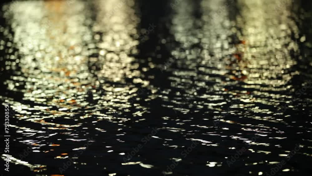 Rippling, sparkling water of river - City lights at night Rippling, sparkling water of river - City lights at night