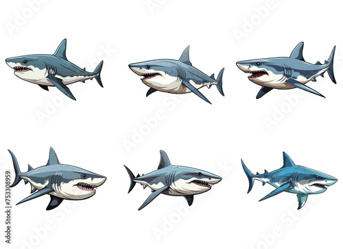 shark vector illustration isolated on white background. 