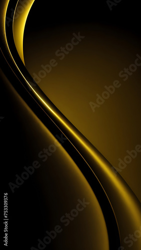 abstract background with golden wavy lines on black backdrop for design