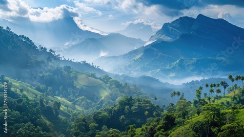 Mountains on Sri Lanka, nature background