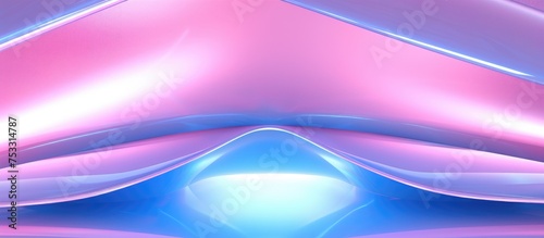 Abstract architectural background with dual light Futuristic shape in pink and blue hues Concept design photo
