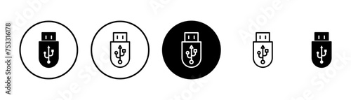 Usb icon vector isolated on white background. Flash disk icon vector