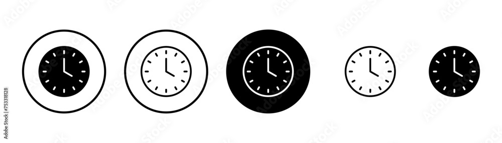 Clock icon vector isolated on white background. Time icon vector. Clock vector icon Clock icon vector isolated on white background. Time icon vector. Clock vector icon