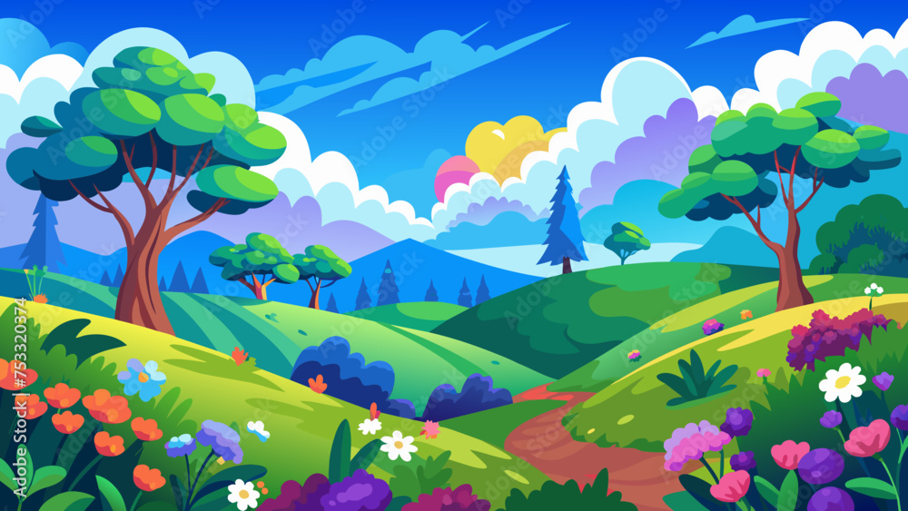 vibrantly-colored-flowers-covering-hills background 