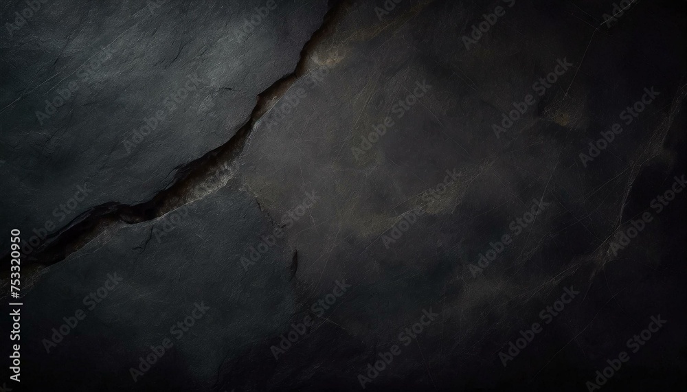 Rock texture with cracks,black stone background with copy space for design - obrazy, fototapety, plakaty 