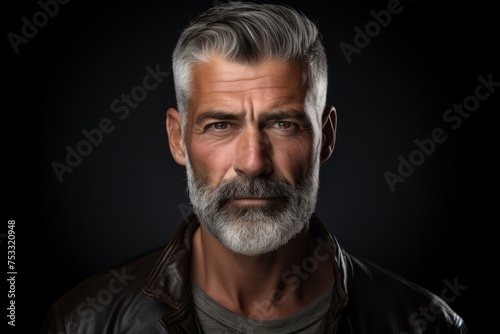 Portrait of a handsome mature man with grey hair and beard. © Iigo